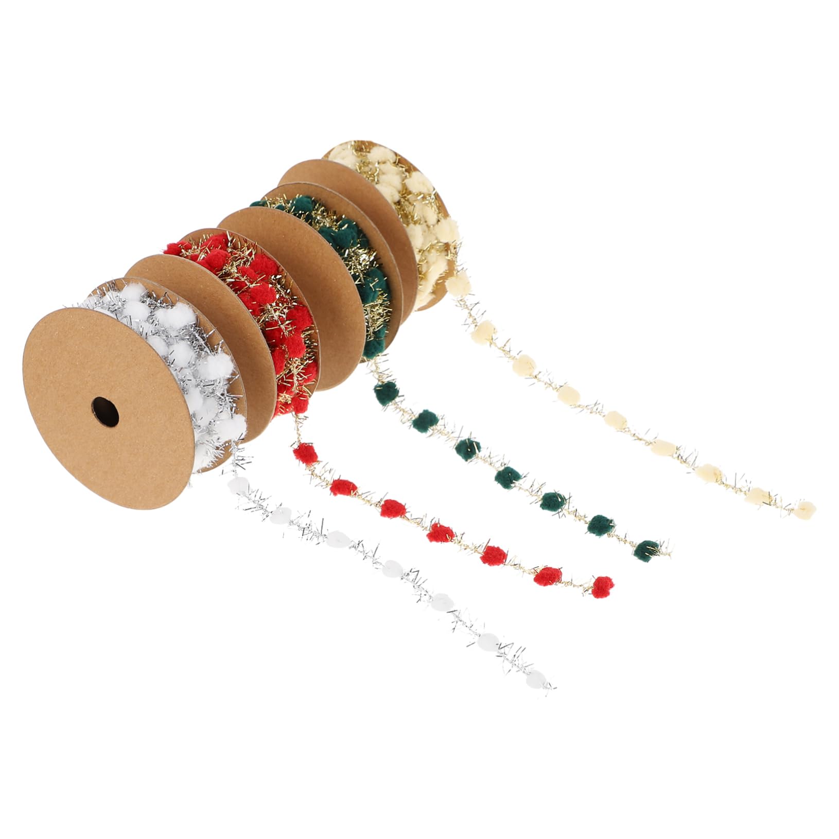 Alipis 2 Sätze Webpelzkugeln Aus Draht Goldenes Organzaband Weihnachtsband Dekobänder Weihnachten Weihnachtsbaumschleifen Wollknäuel Verdrahtete Bänder Weihnachtslamettaband 4 Rollen * 2