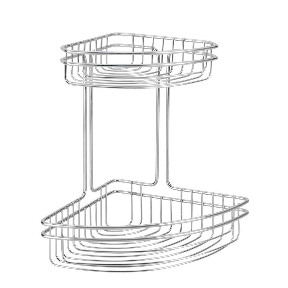 Metaltex 2 Tier Corner Bathroom Shelf, Stainless Steel, Chrome, 19x19x26 cm