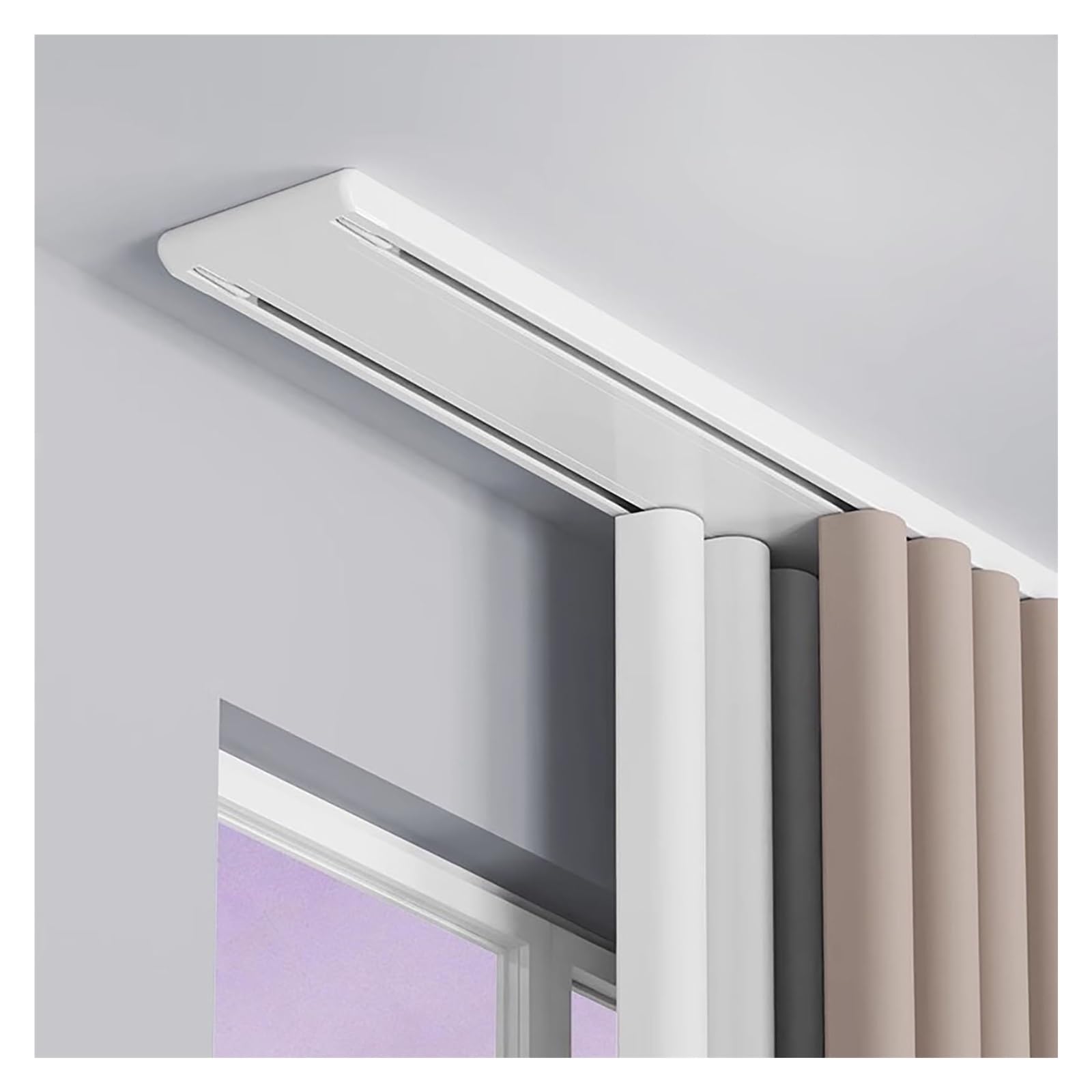 3.3-26ft Curtain Conjoined Double Track Rails Ceiling Mounting, Heavy Duty Partition Room Divider Curtain Track System, Aluminum Window Rod Pole Connecting For RV Living Room Hospital Bedroom(Color:Wh