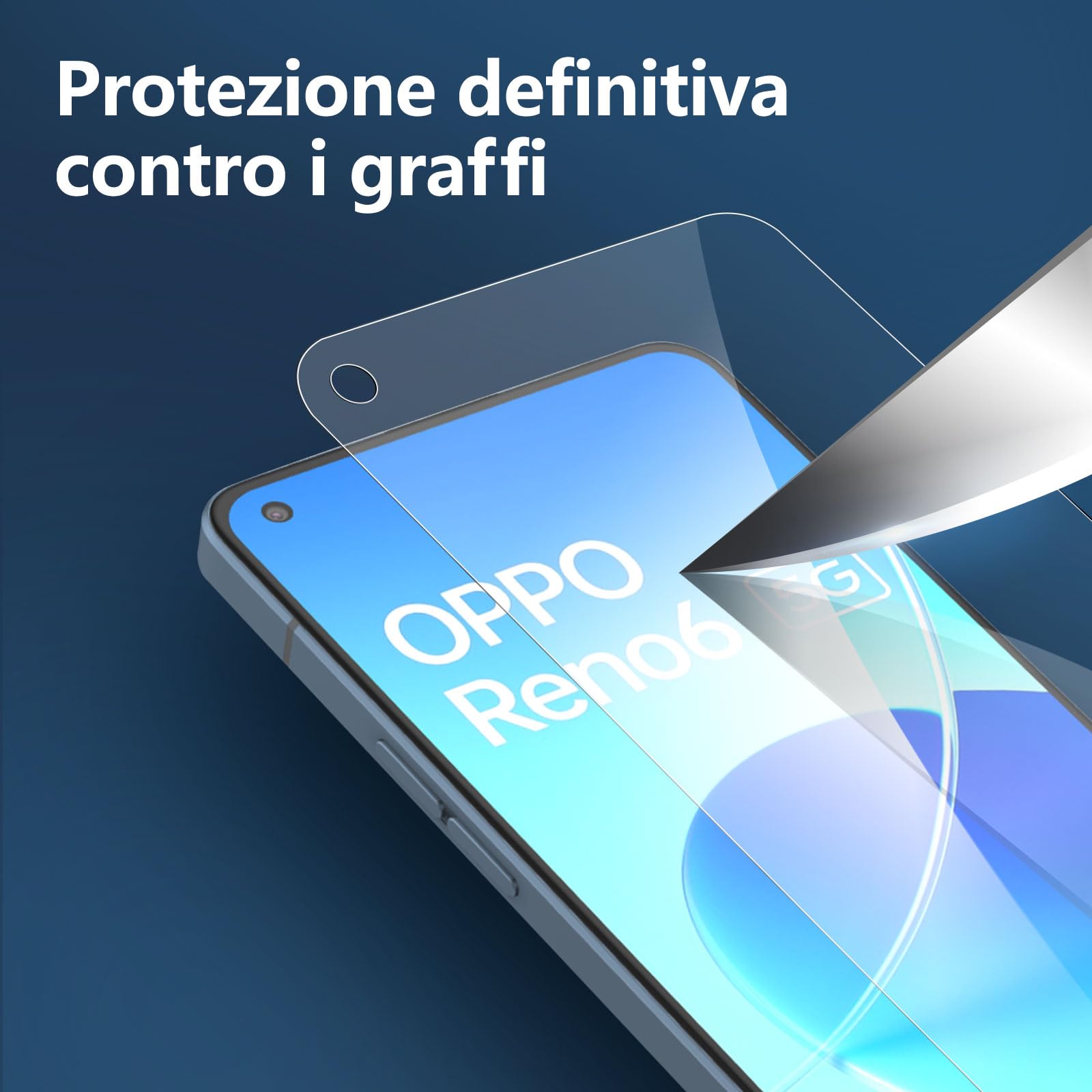 Coiwxmoi Vetro Temperato per Oppo Reno 6 5G Pellicola Protettiva 2 Pezzi Durezza 9H Anti-Graffio Anti-impronte Ultra Trasparente Senza Bolle Vetrino Protezione Schermo per Oppo Reno 6 5G