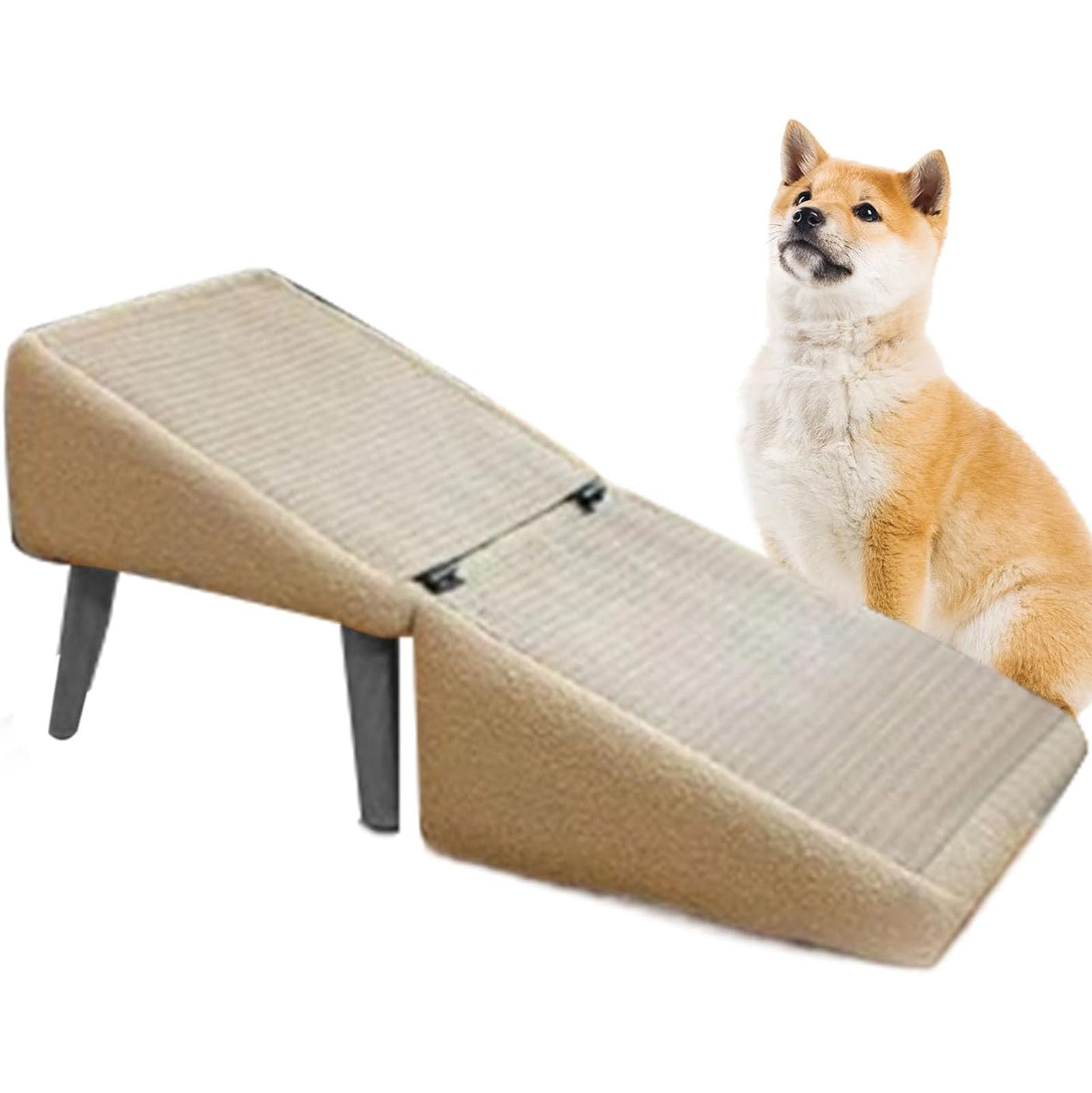 Rampa Multifunzionale e Sgabello per Auto; rampa per Cani a Livelli divisi per Uso Domestico; Scale Pieghevoli in Legno Antiscivolo per Animali,Khaki (a),30 x 20 x 30 cm