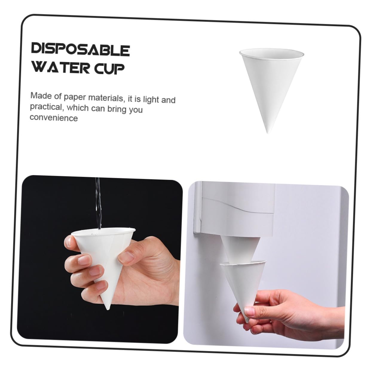 Vasos Cónicos de Papel Desechables 250 Uds para Agua, Blancos