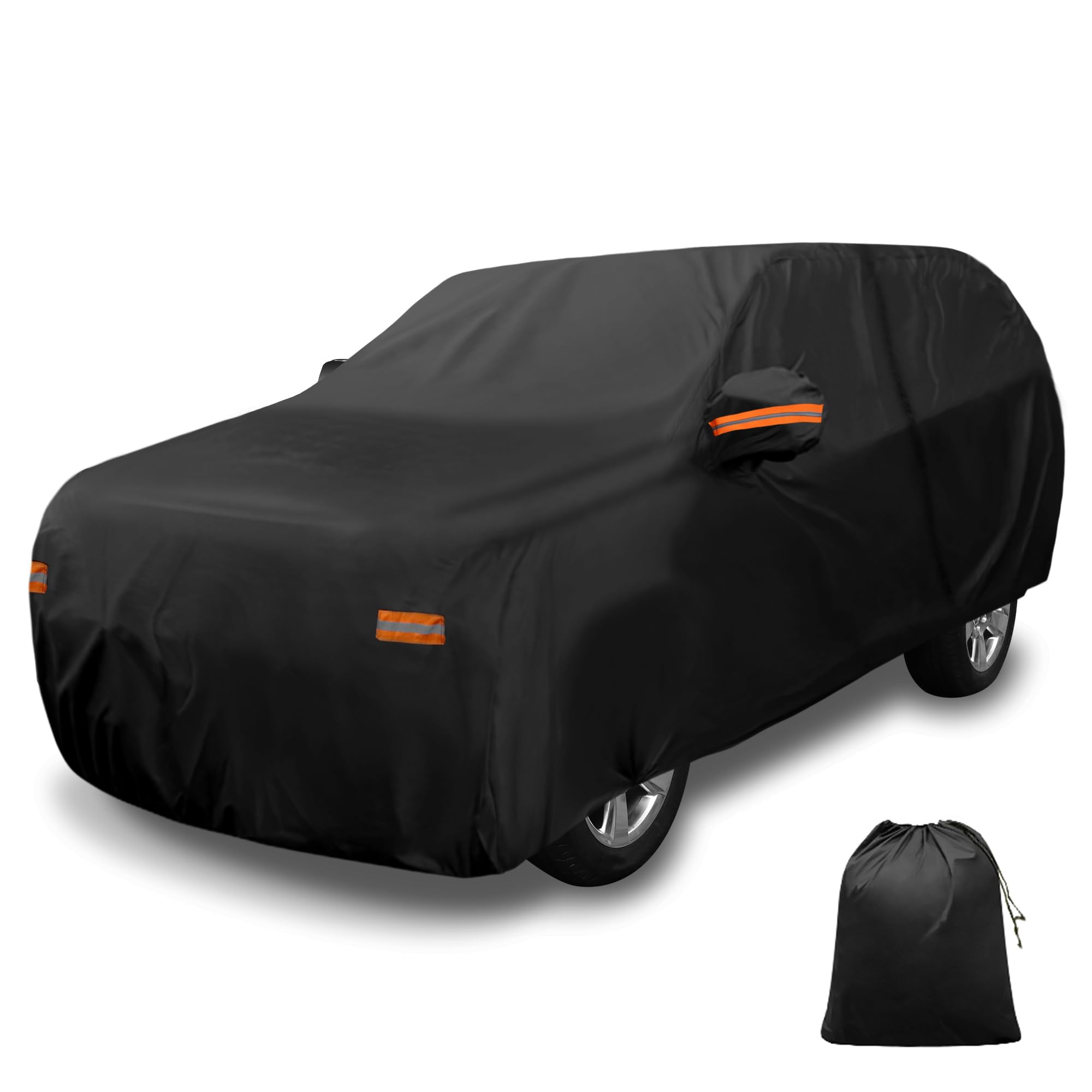 X AUTOHAUX Car Cover Outdoor Waterproof Sun Rain Snow Hail Protection with Left Side Door Zipper Aluminum Film