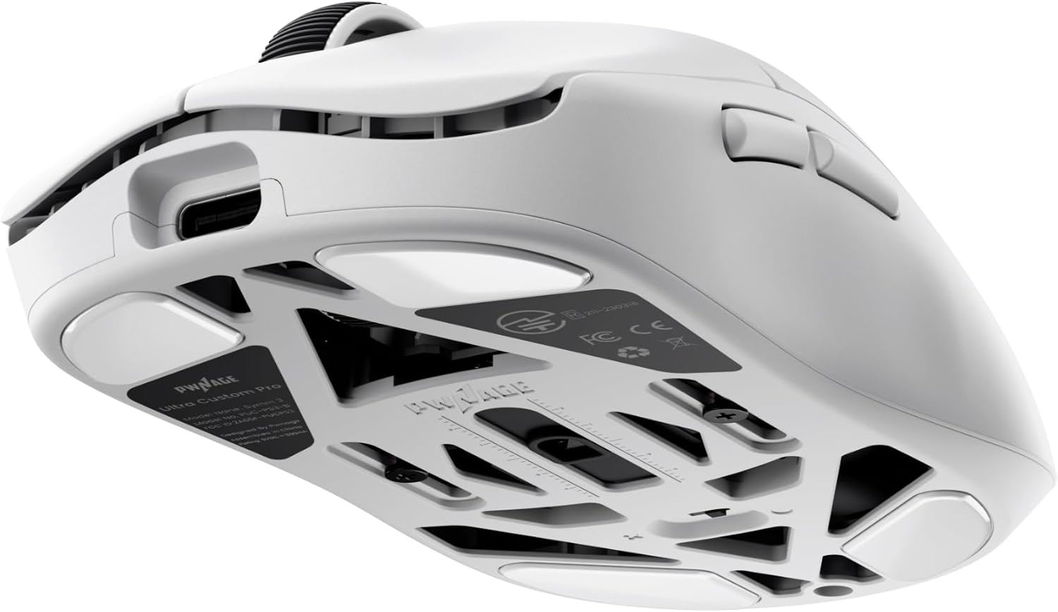 PWNAGE Ultra Custom Pro Symm 3 Wireless Gaming Mouse - Adjustable Sensor Position, Hot-Swappable Mechanical & Optical Switches, Modular Shape System, 8K Polling, 50g Ultralight - White
