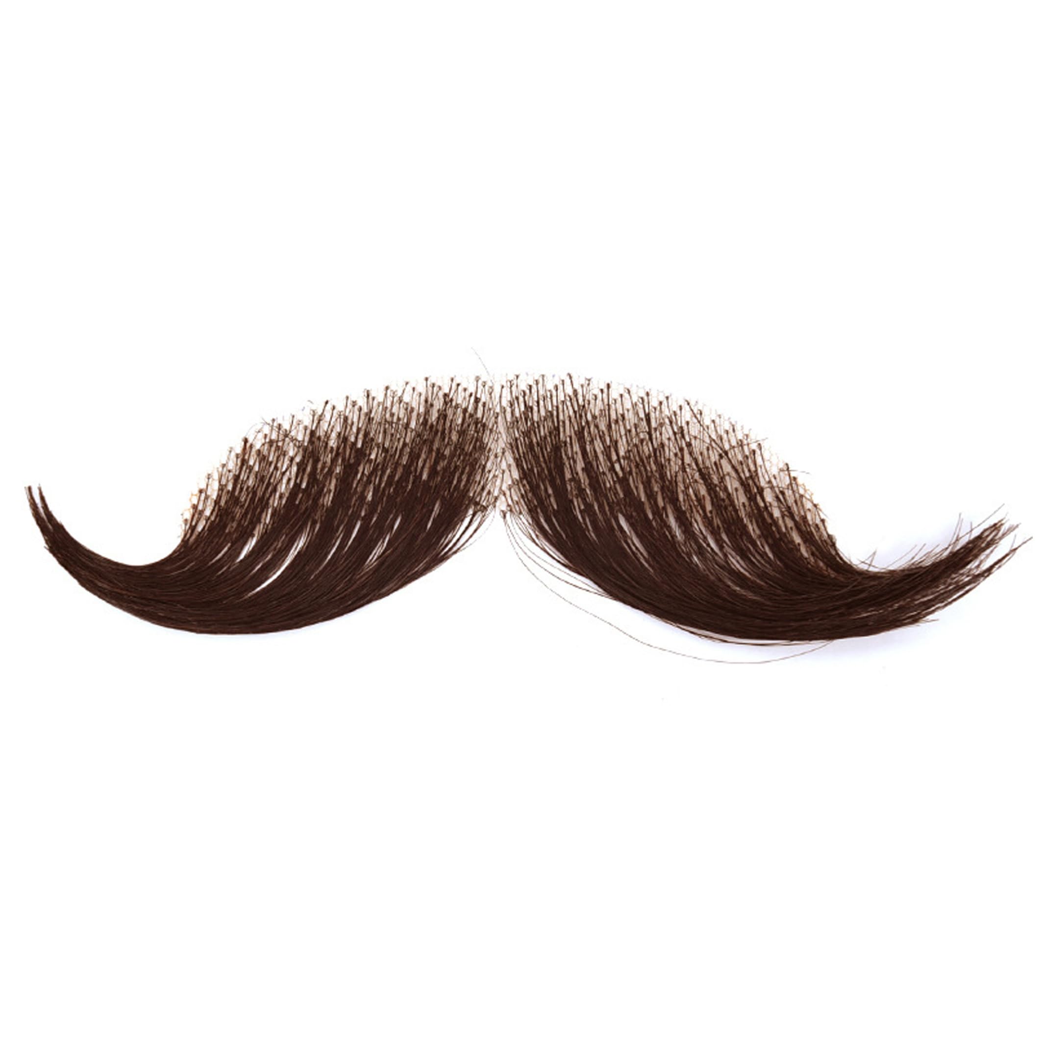 NASSMOSSE Moustache, Handmade Human Hair Costume Mustache Reusable Stick on Facial Hair with Breathable Lace for Performance Costume Party, Brown