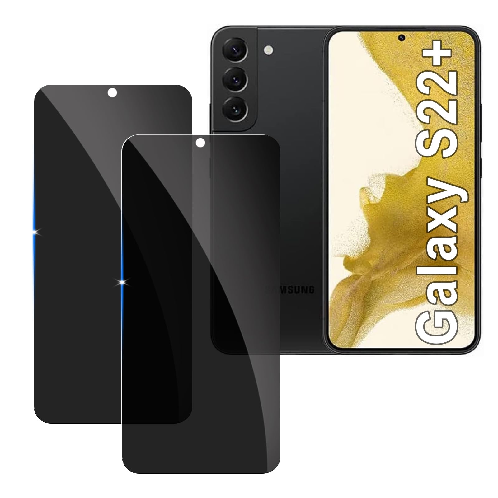 Lyphpe?2 Pack Privacy Screen Protector for samsung galaxy S22 Plus 9H Tempered Glass Anti-Spy Private Film Compatible for Samsung S22 Plus Case Friendly