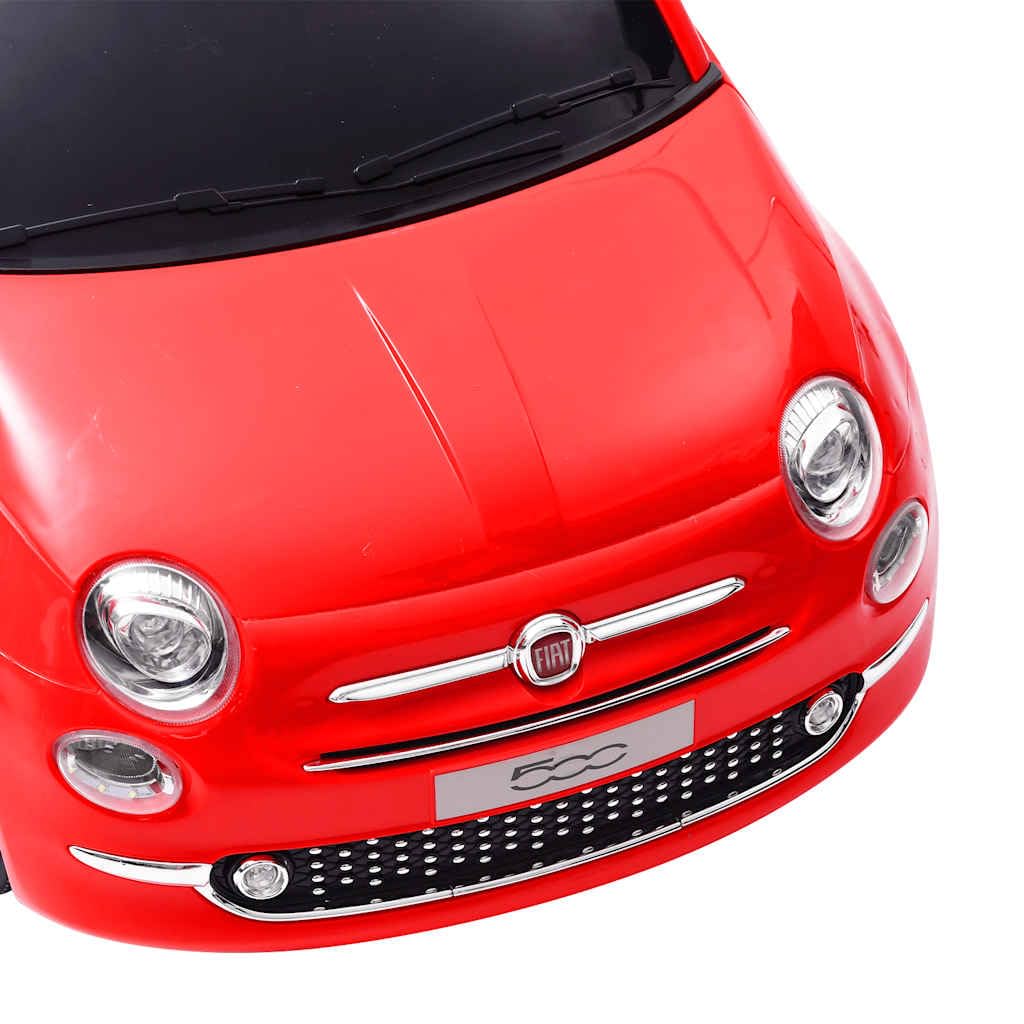 Samochód elektryczny dla dzieci Fiat 500 czerwony z muzyką, diody LED, pas bezpieczeństwa, silnik 30 W, dla dzieci w wieku 3-6 lat, do użytku wewnątrz i na zewnątrz, prezent, trwałe tworzywo