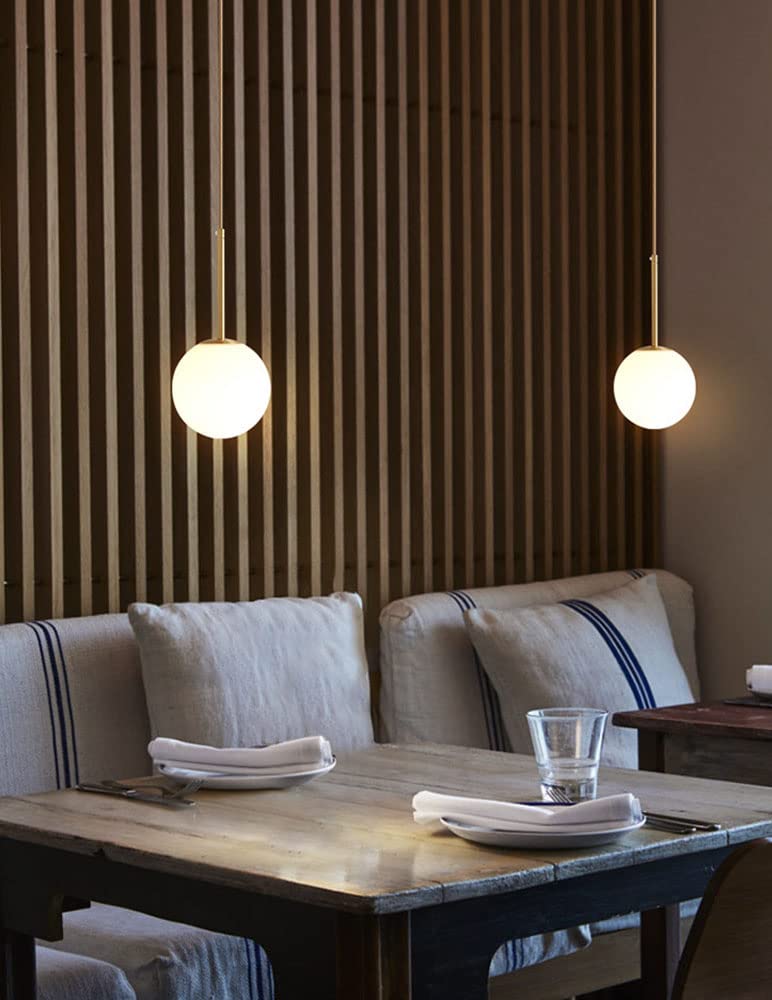Lampada A Sospensione Moderna, Paralume A Sfera Di Vetro Bianco Smerigliato E27 A Sospensione Per Il Corridoio Della Cucina Camera Da Letto Per Soggiorno,2pcs