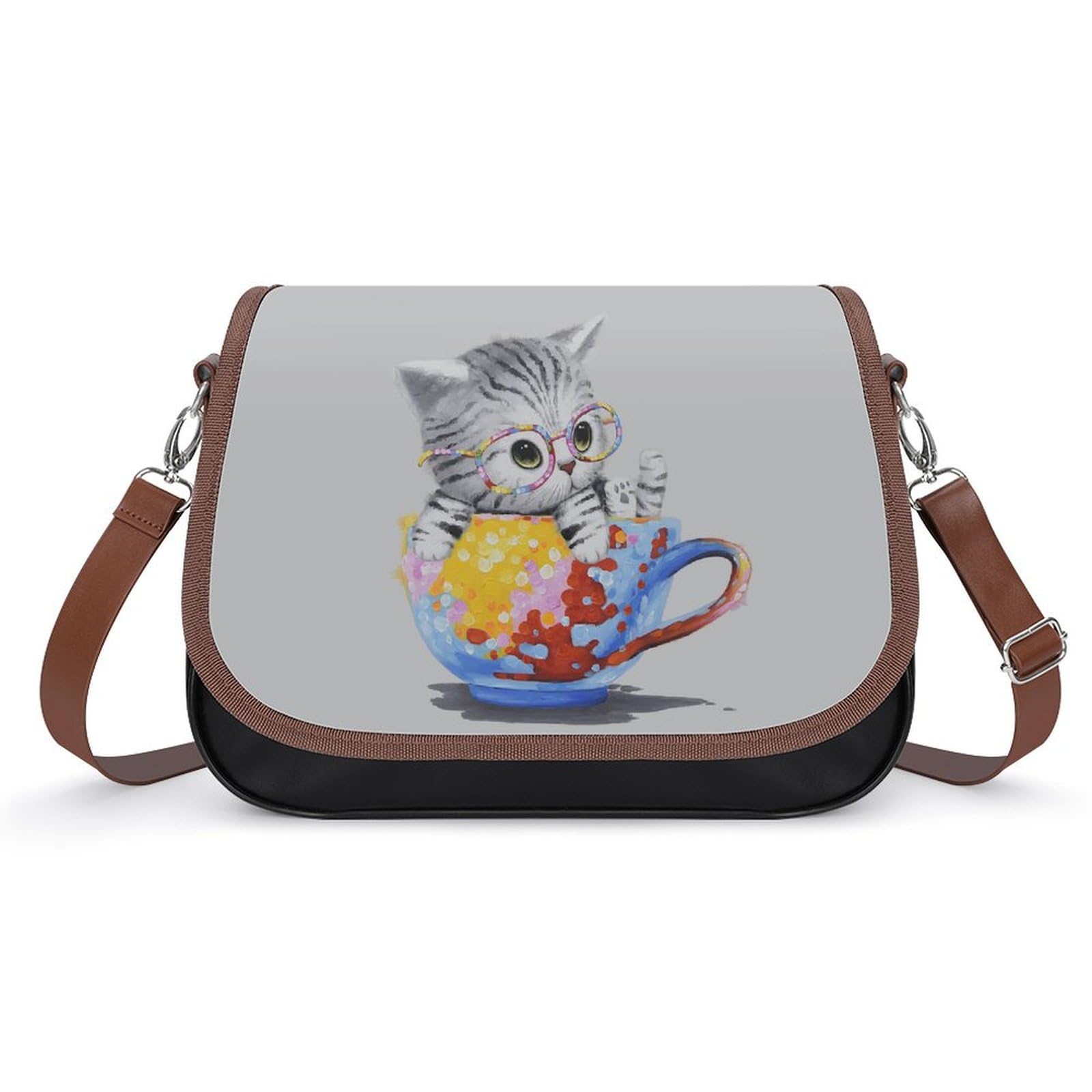 Amazon.co.jp: カラフル 萌え 子猫 ネコ 油彩 油絵 ショルダーバッグ 