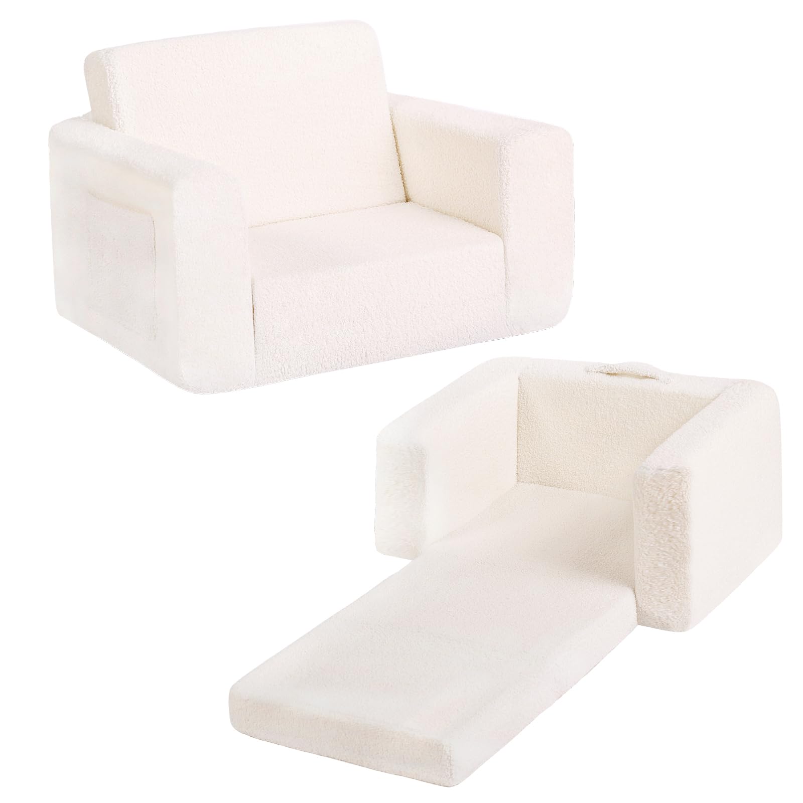 Tiita Kids Sofa, 2-in-1 Toddler Chair, Convertible Children Couch to Lounger, Flip Out Kid Sofas Chair, Toddler Armrest Chairs Bed, Folding Kids Play