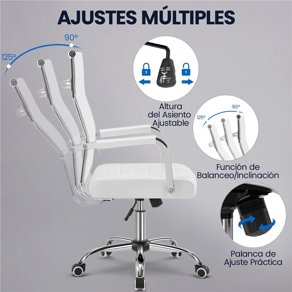 Yaheetech Silla de Oficina Silla con Respaldo Alto Silla para Hogar Oficina Silla Ergonomica Tapizada PU Capacida de Carga 136 KG