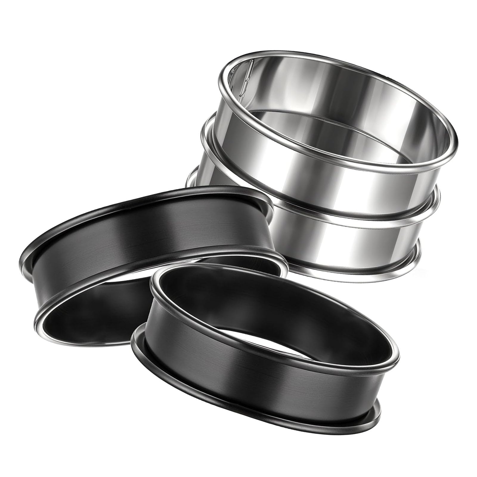 Buxuaaaa 4Pcs Metal Tart Rings Cookie Molds for Even Baking Perfect for Pastries Desserts Baking Tart Rings