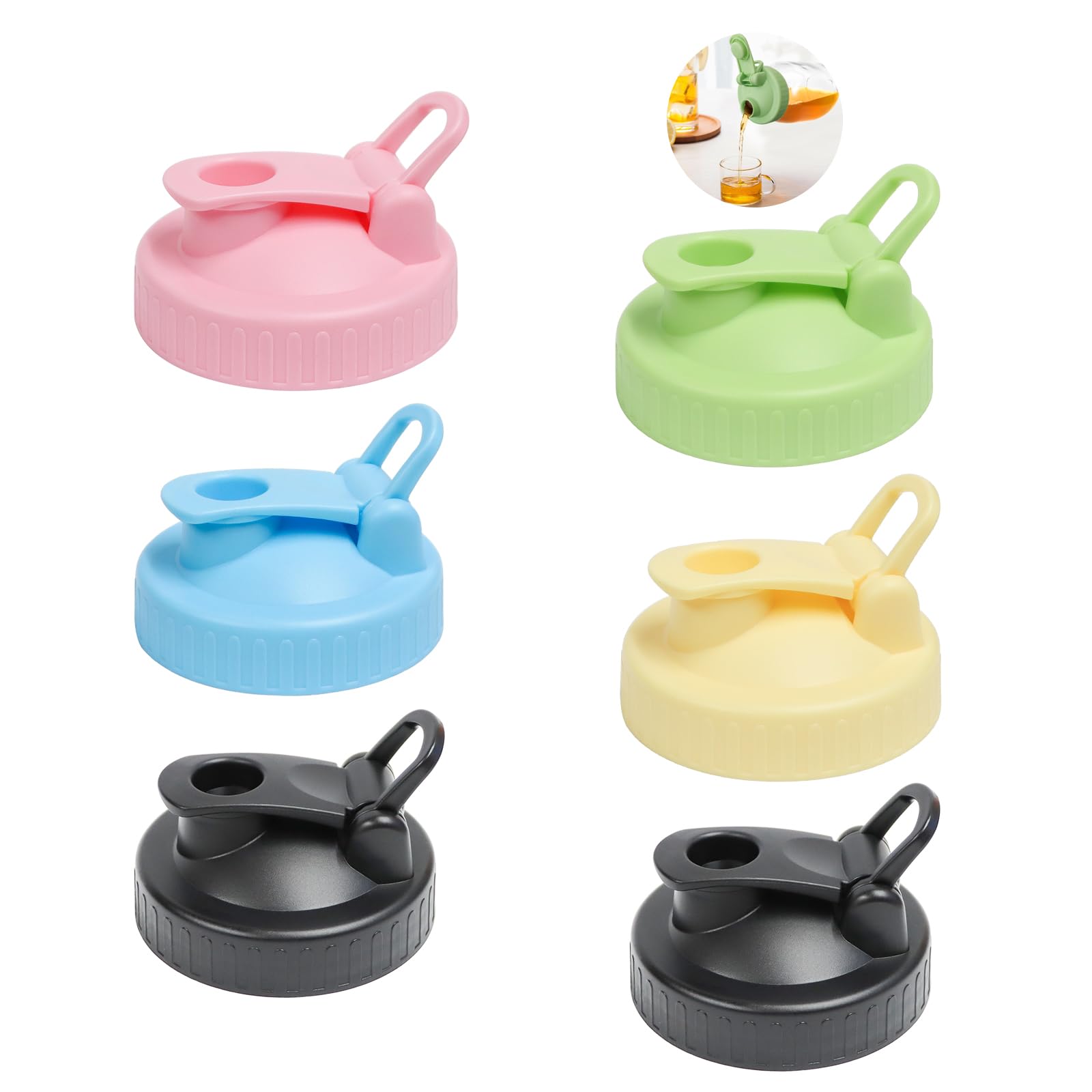 Gardace Mason Jar Pour Spout Lid for Regular Mouth Mason Jars, Mason Jar Drinking Lids，Plastic Mason Jar Pitcher Flip Cap Airtight Lid, Leak-Proof and