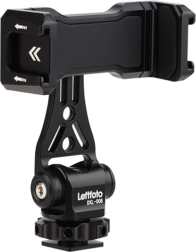 LEFTFOTO Adaptador universal multifuncional de aluminio para teléfono, soporte de trípode para teléfono con zapata fría y rosca de 14 pulgadas,