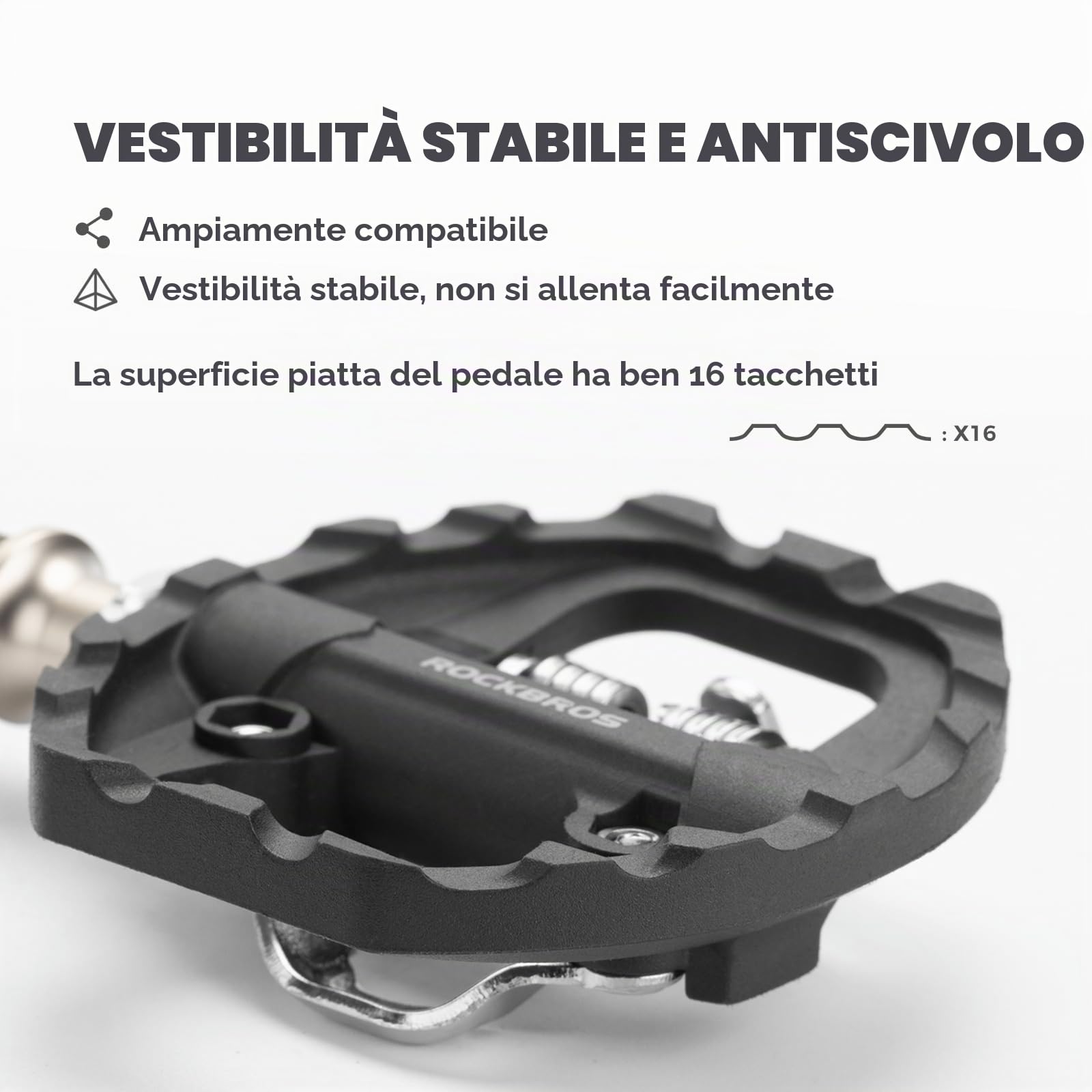 ROCKBROS Pedali Flat MTB Nylon Antiscivolo Larga Piattaforma 9/16" | Pedali Bici Leggeri con Doppia Funzione e Accessori Inclusi, Ideali per Strada, MTB e Gravel