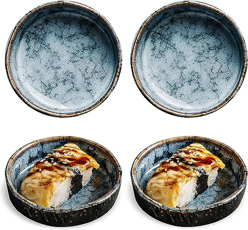 BODHIS Platos llanos, cuencos para pasta, plato hondo, plato hondo, plato llano, vaso para sopa, cuenco de salsa de soja, juego de 4 unidades, cerámica