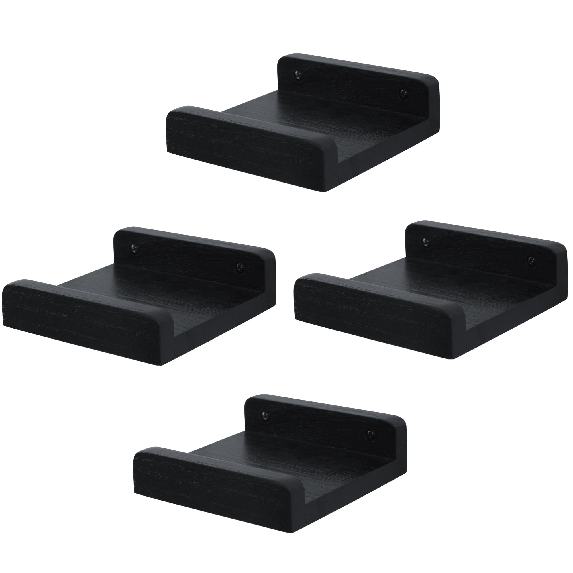 PHOENANCEE Solid Wood, 13cm Small Wall Picture Shelves Ledge, Rustic Wood Floating Shelf, Decorative Display Photo Racks For Living Room, Kitchen, Bedroom, Kitchen, Books, Set of 4, Rustic Black