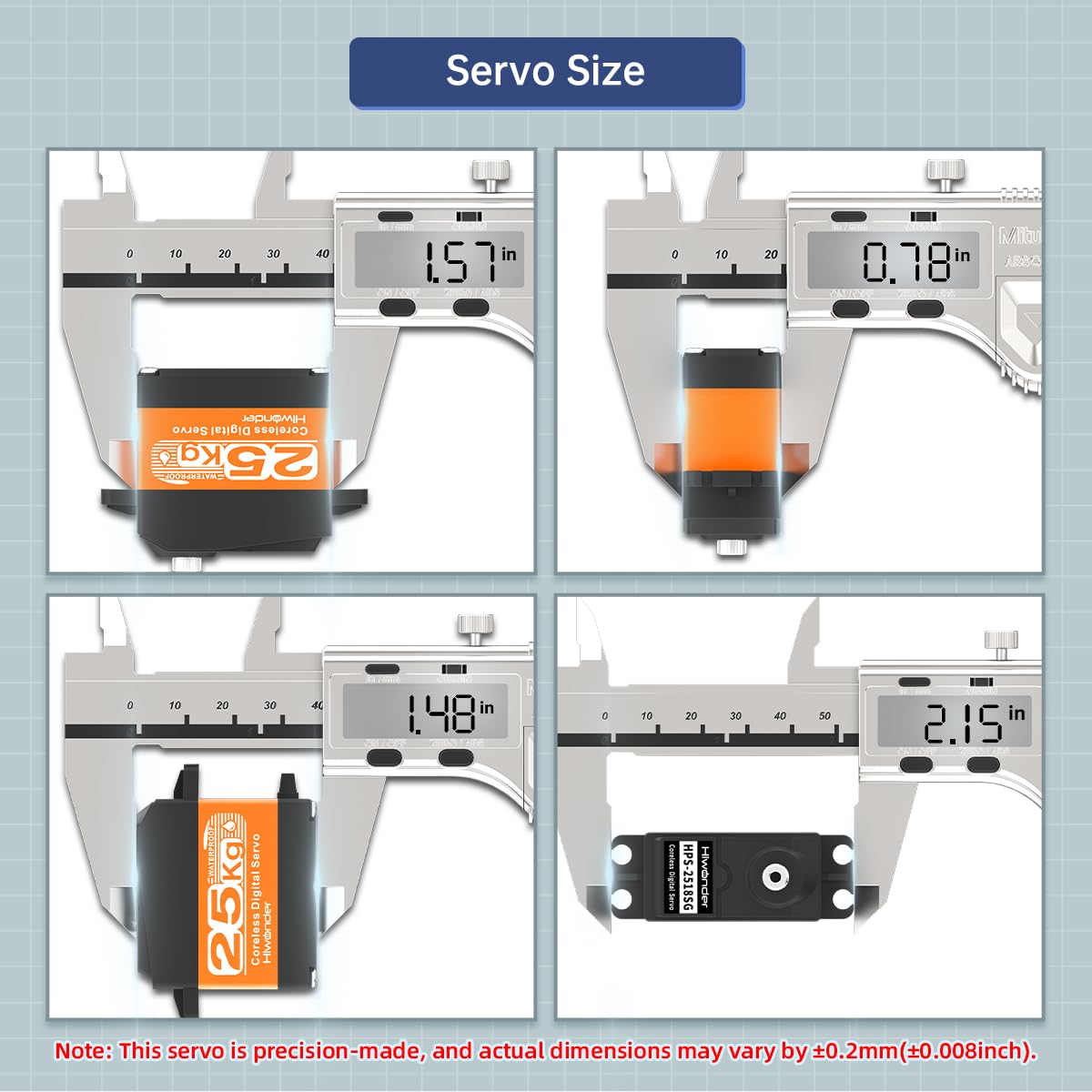 Servomotores RC Servo de alto par de torsión de 25 kg, servo de dirección de engranajes de metal completo impermeable para robot de coche RC de 1/6 1/8 1/10 1/12 bricolaje, servo sin núcleo con servo