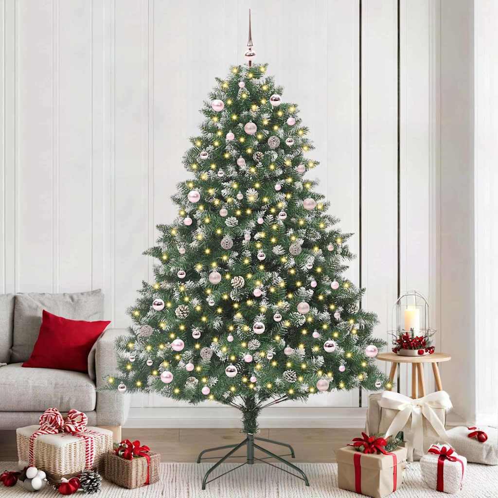 Sapin de Noël artificiel 240 cm lumineux avec branches pliables en PVC