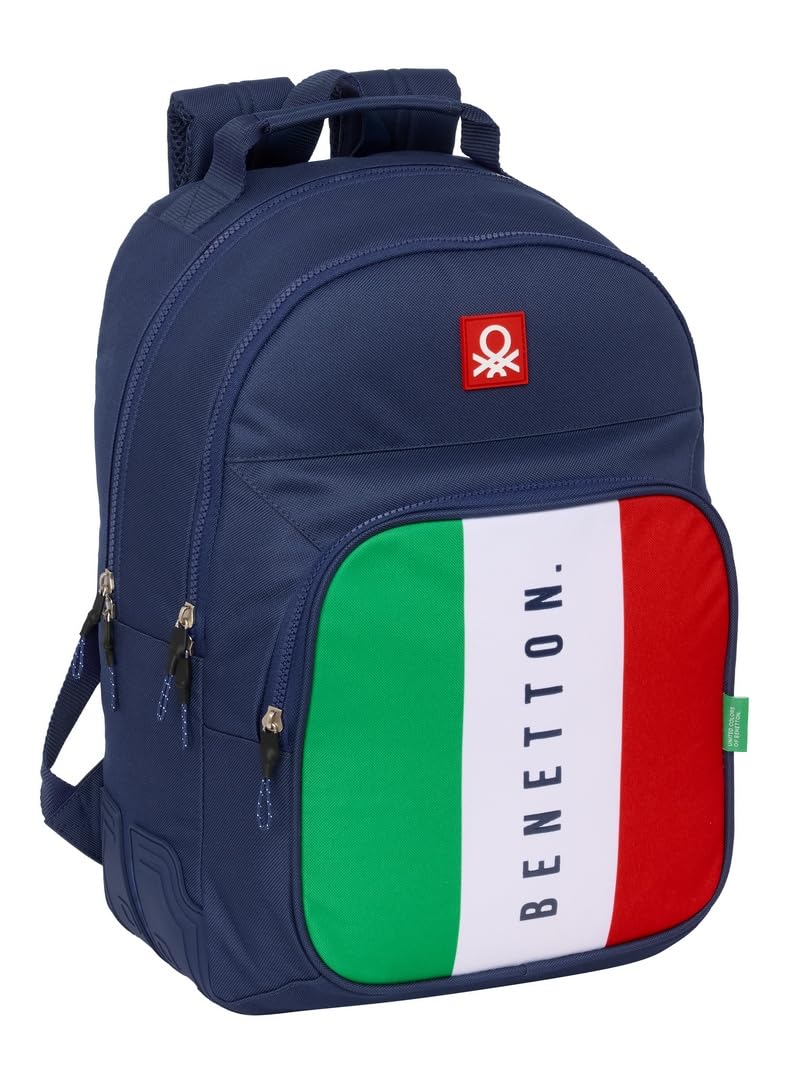 Safta BENETTON FLAG - Mochila Escolar Infantil, Ideal para Niños de Diferentes Edades, Cómoda y Versátil, Calidad y Resistencia, 32x15x42 cm
