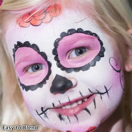 Miniatura 9 de Go Ho Pintura corporal de payaso blanca, pintura facial profesional a base de aceite para Halloween, cosplay, FX, pintura facial 3 en 1 para