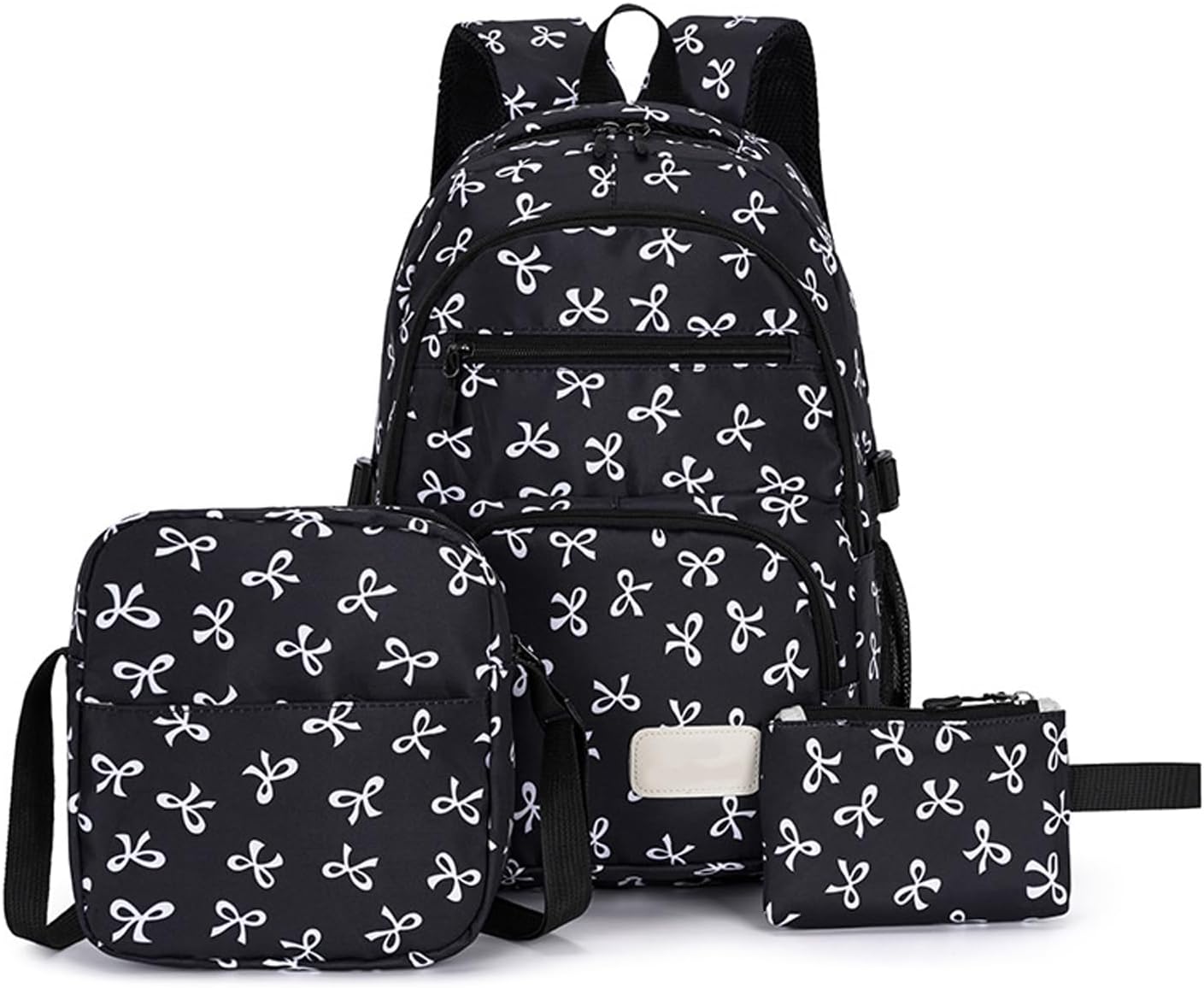 2026 New Cute Bow Backpack 3-Piece Set, Cute Backpack Set Aesthetic Daypack Bow Rucksack (White)