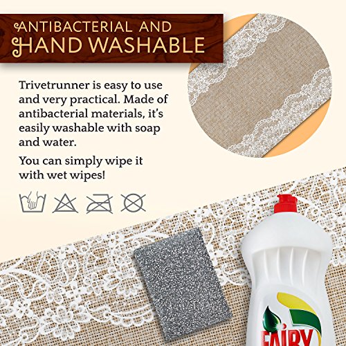 Trivetrunner :Decorative Trivet and Kitchen Table Runners Handles Heat Up to 300F, Anti Slip, Hand Washable, and Convenient for Hot Dishes and Pots,Hand Washable (Jute and Lace)