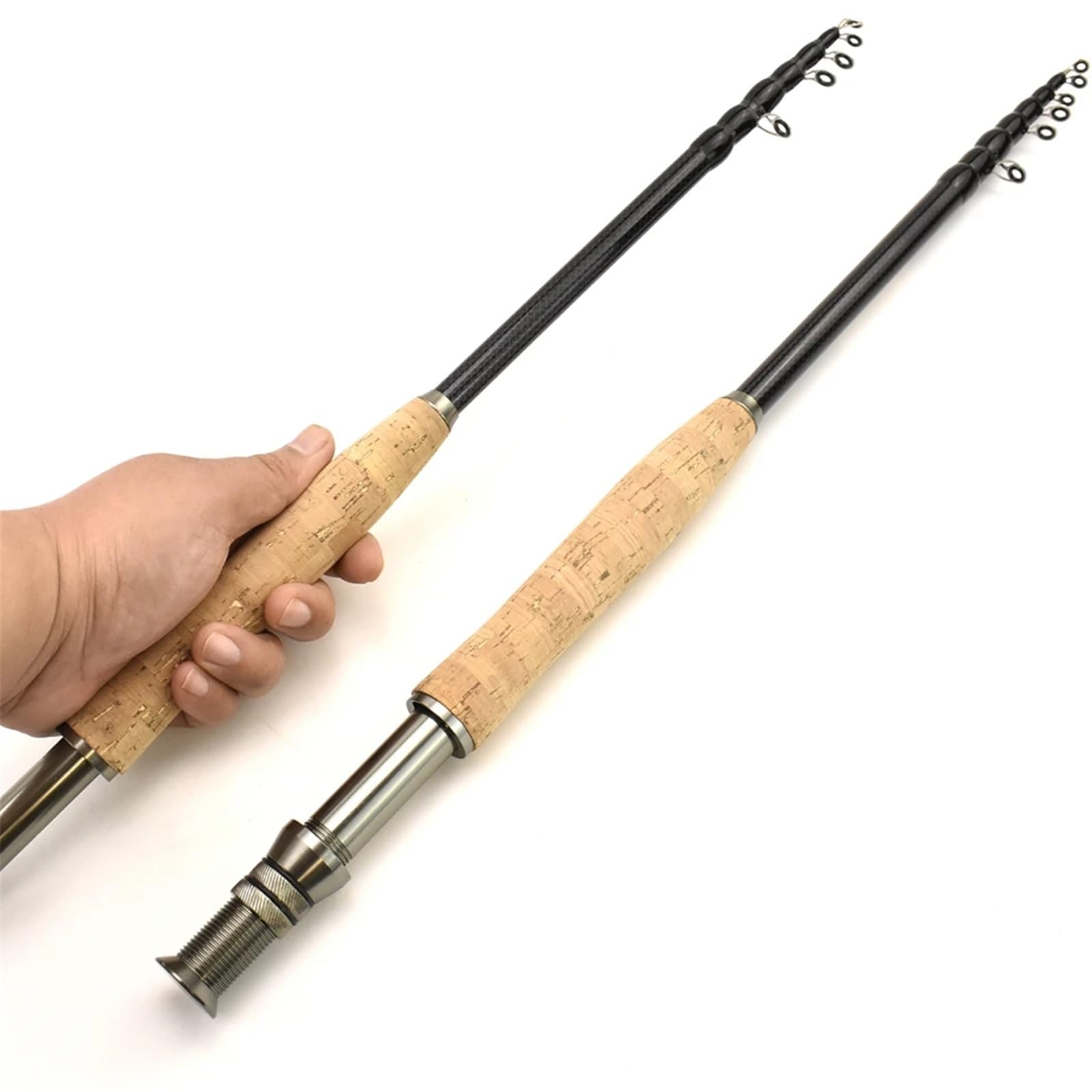 Modello 027 2.1M 2.4M 2.7M 3.0M canna da pesca a mosca telescopica portatile in carbonio ultraleggero canna da pesca a mosca ad azione rapida manico in sughero attrezzatura da pesca(2,7 milioni)