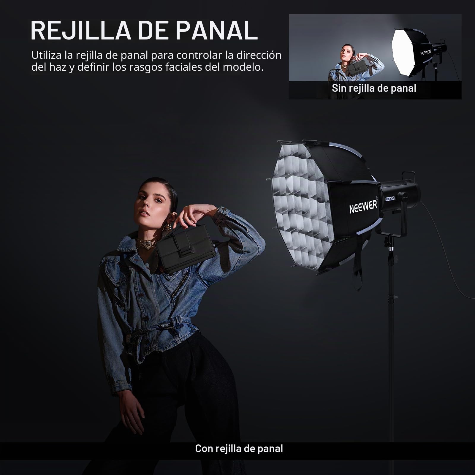 NEEWER Kit Octogonal Softbox de 17.7 Pulgadas, Caja Suave parabólica con difusores de luz para Estudio, fotografía, grabación de Video, iluminación de transmisión, Compatible con Aputure 120d