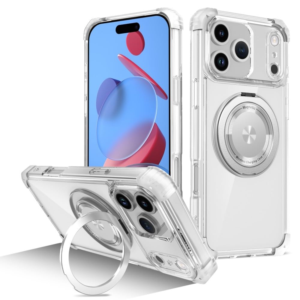 Generic Custodia compatibile con Samsung Galaxy S26 (colore: trasparente) Custodia posteriore rigida in silicone antiurto con anello girevole