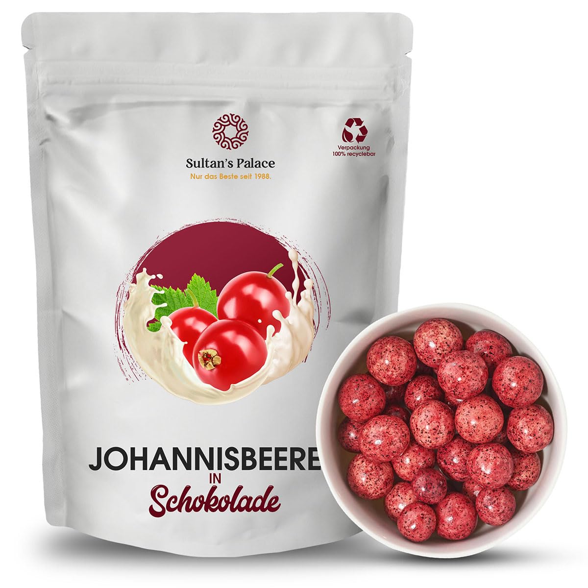 Sultan’s Palace Johannisbeeren in Joghurt Schokolade – 1000 g – Zartschmelzend – Versand mit Kühlpads – Schokoladenfrüchte – Geschenkidee
