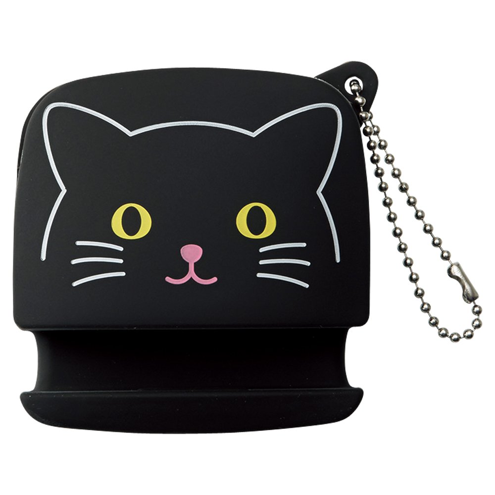 LIHIT LAB PuniLabo Cell Phone Stand w/Earphone Holder, 3.1" ×" 1.2", Black Cat (A7713-3)