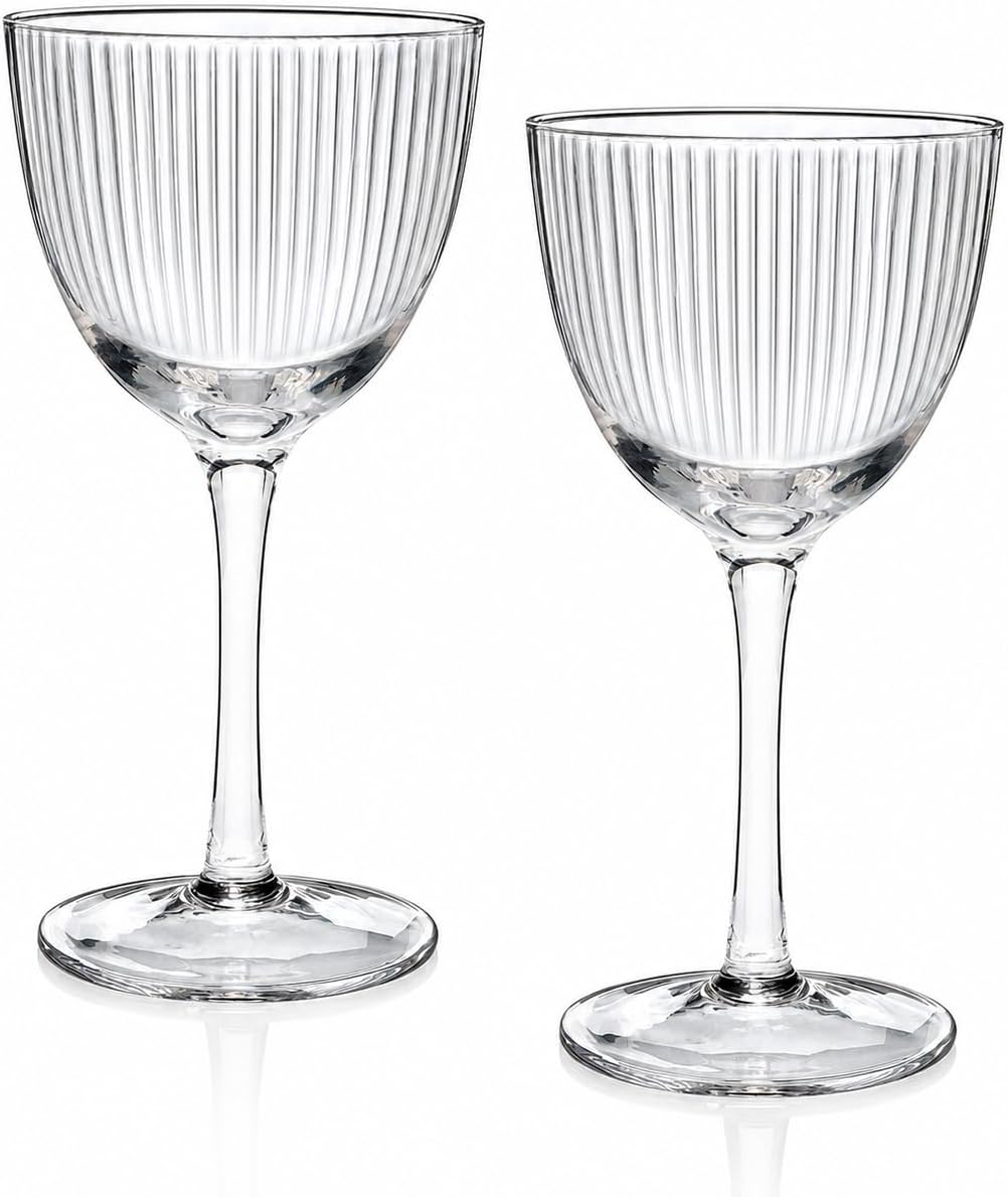 HISTORY COMPANY 1934 Nick & Nora Crystal Cocktail Coupette – Art Moderne-Inspired Coupe-Style Glass, 2-Piece Set (Gift Box Collection)