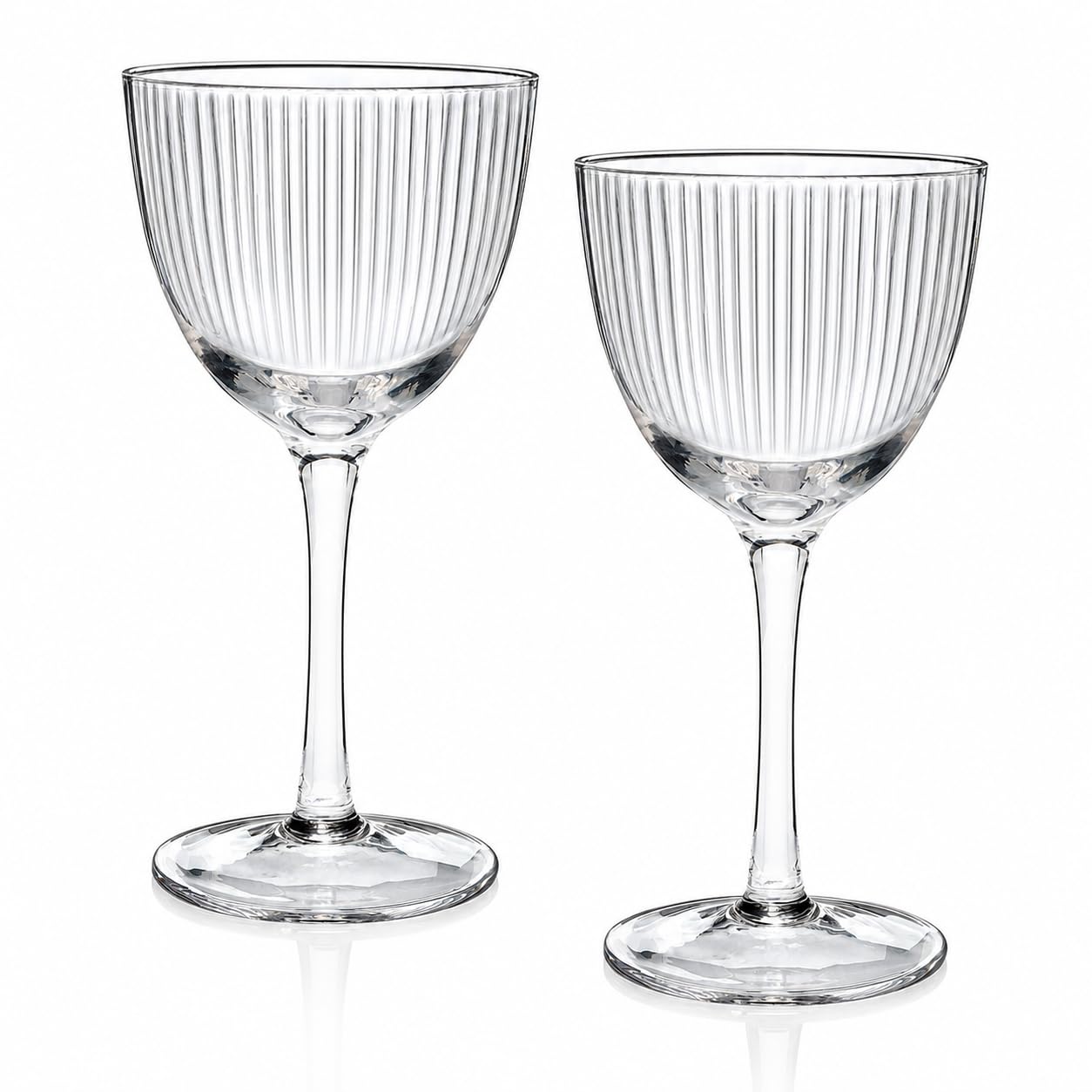 HISTORY COMPANY 1934 Nick & Nora Crystal Cocktail Coupette – Art Moderne-Inspired Coupe-Style Glass, 2-Piece Set (Gift Box Collection)