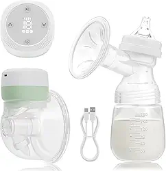 Bomba De Tirar Leite Elétrica, Coletor De Leite Materno Mãos Livres, Bomba de Mama Wearable Portátil, Livre de BPA, 3 Modos e 19 Níveis, Verde