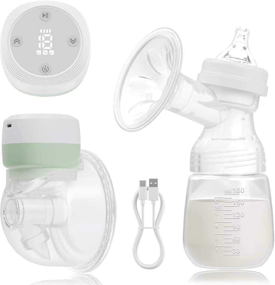 Bomba De Tirar Leite Elétrica, Coletor De Leite Materno Mãos Livres, Bomba de Mama Wearable Portátil, Livre de BPA, 3 Modos e 19 Níveis, Verde