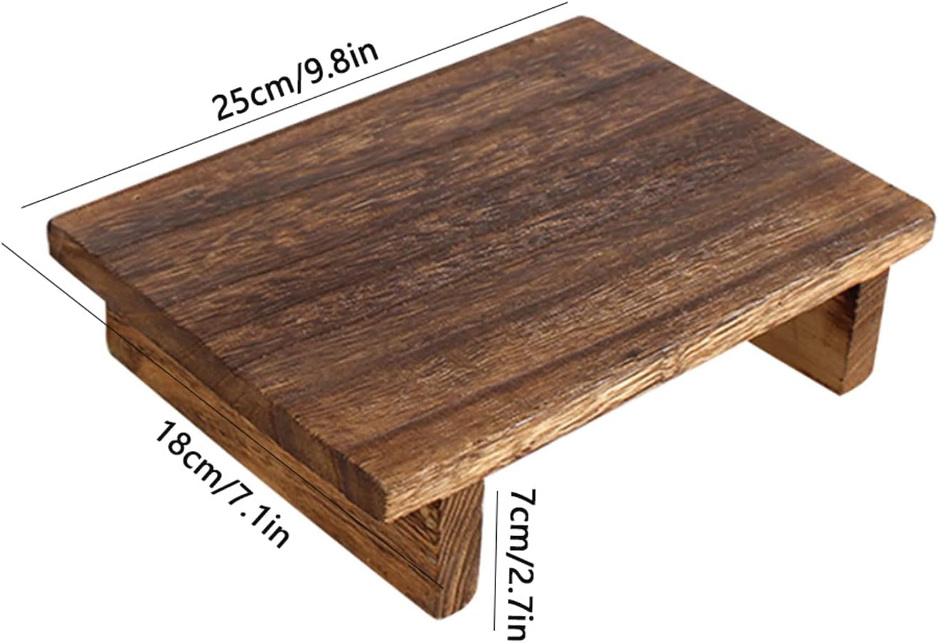Vintage Wooden Step Stool Mini Anti Slip Small Low Stool Multifunctional Shoe Changing Stool for Bathroom Living Room Padded Seat