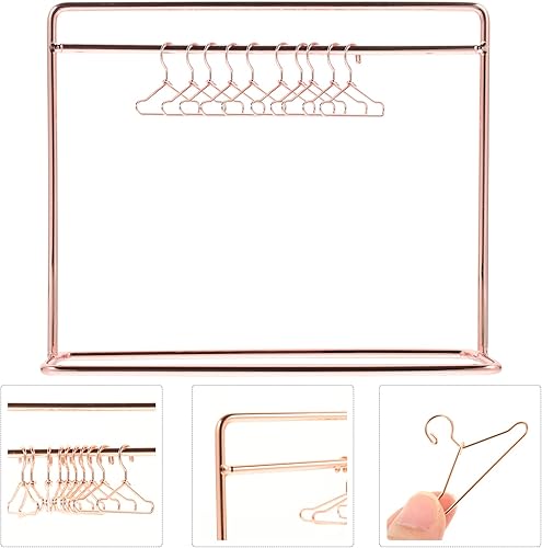 Miniatura 9 de 1 juego de ropa para muñecas, perchero seco para muñecas, perchero de ropa para casa de muñecas (oro rosa)