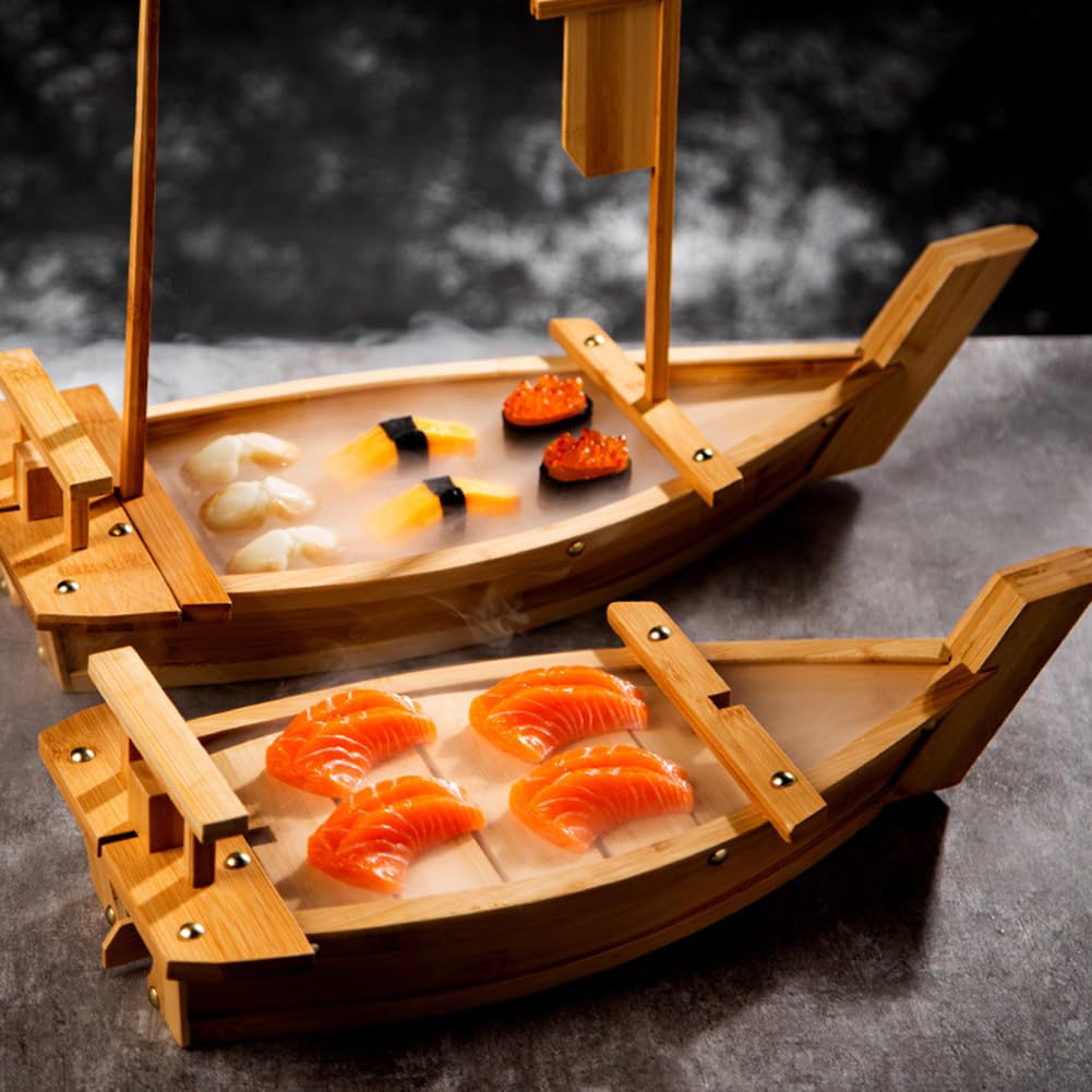 Drewniana taca do serwowania łodzi sushi, japoński talerz sushi sashimi do restauracji lub gastronomii, długość 50-100 cm, idealna do tradycyjnej kuchni japońskiej