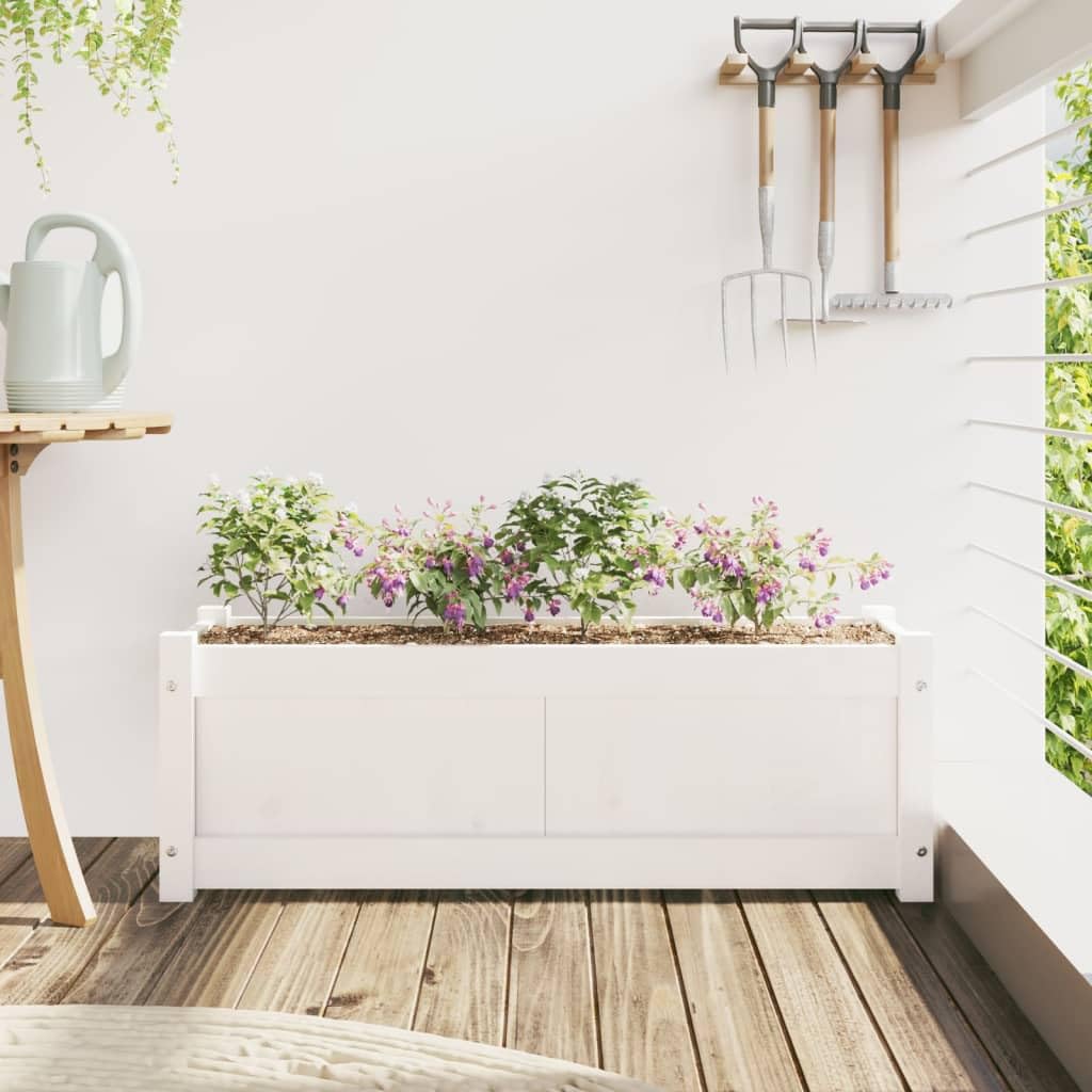 Rabata ogrodowa z płotkiem 100x50x50 cm impregnowana sosna drewniana donica do kwiatów i warzyw na taras balkon ogród podwyższona grządka z drewna sosnowego ciśnieniowo zabezpieczona naturalna