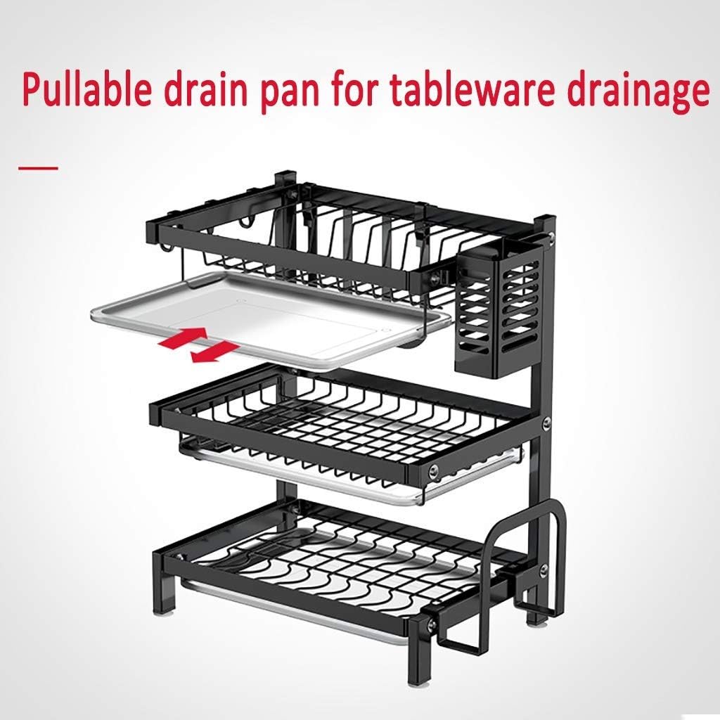 Dish Drying Rack Sink Dish Racks,Dish Rack,3 Tier 201 Stainless Steel Kitchen Countertop Dish Drying Rack Drain Rack Tableware Drainer Organizer
