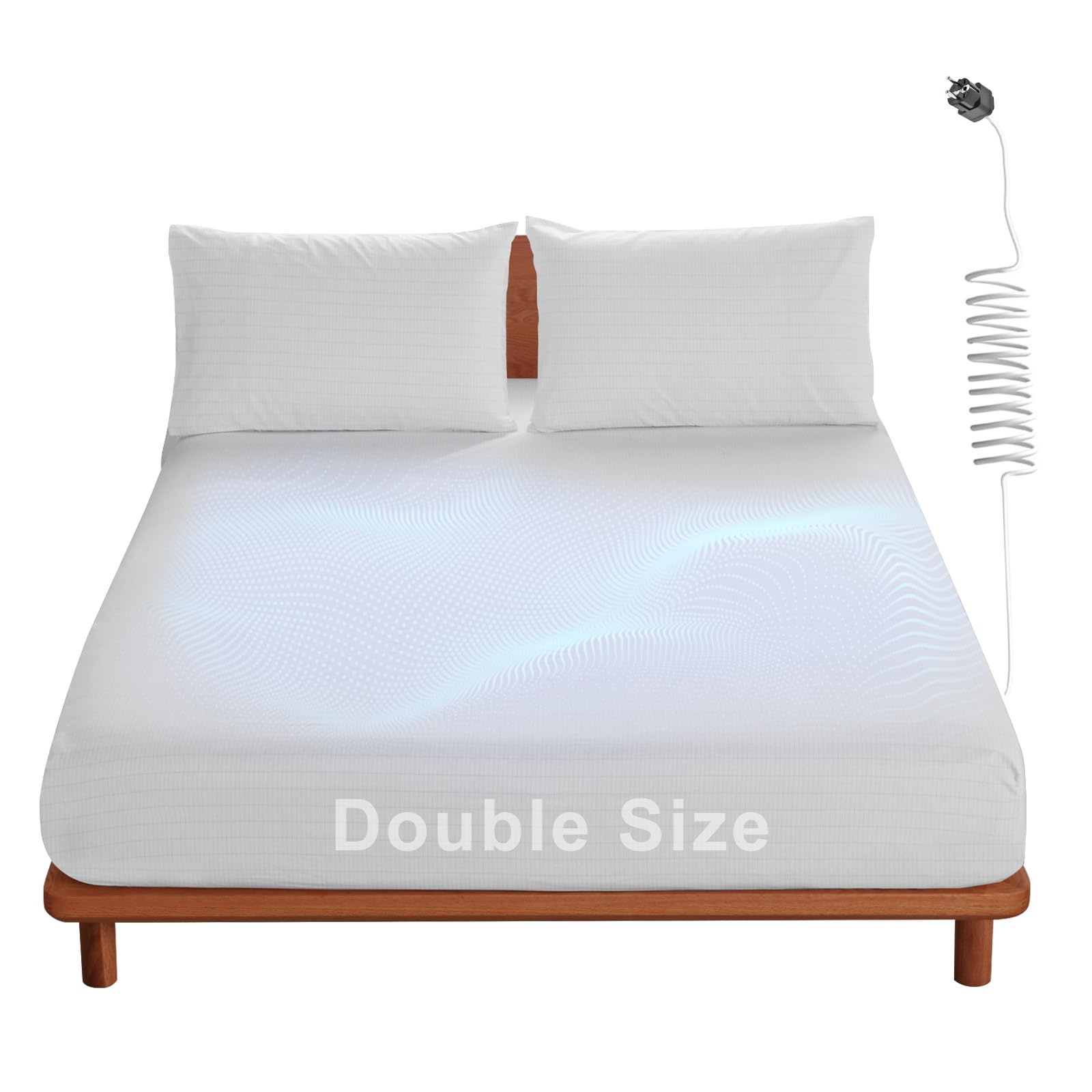 Grounding Bed Sheet 35cm Deep White Double Fitted Sheet, Fitted Earthing Sheet Grounding Sheets for Improving Sleep, Better Working and Help with Anxiety, Organic Cotton & Silver Fiber