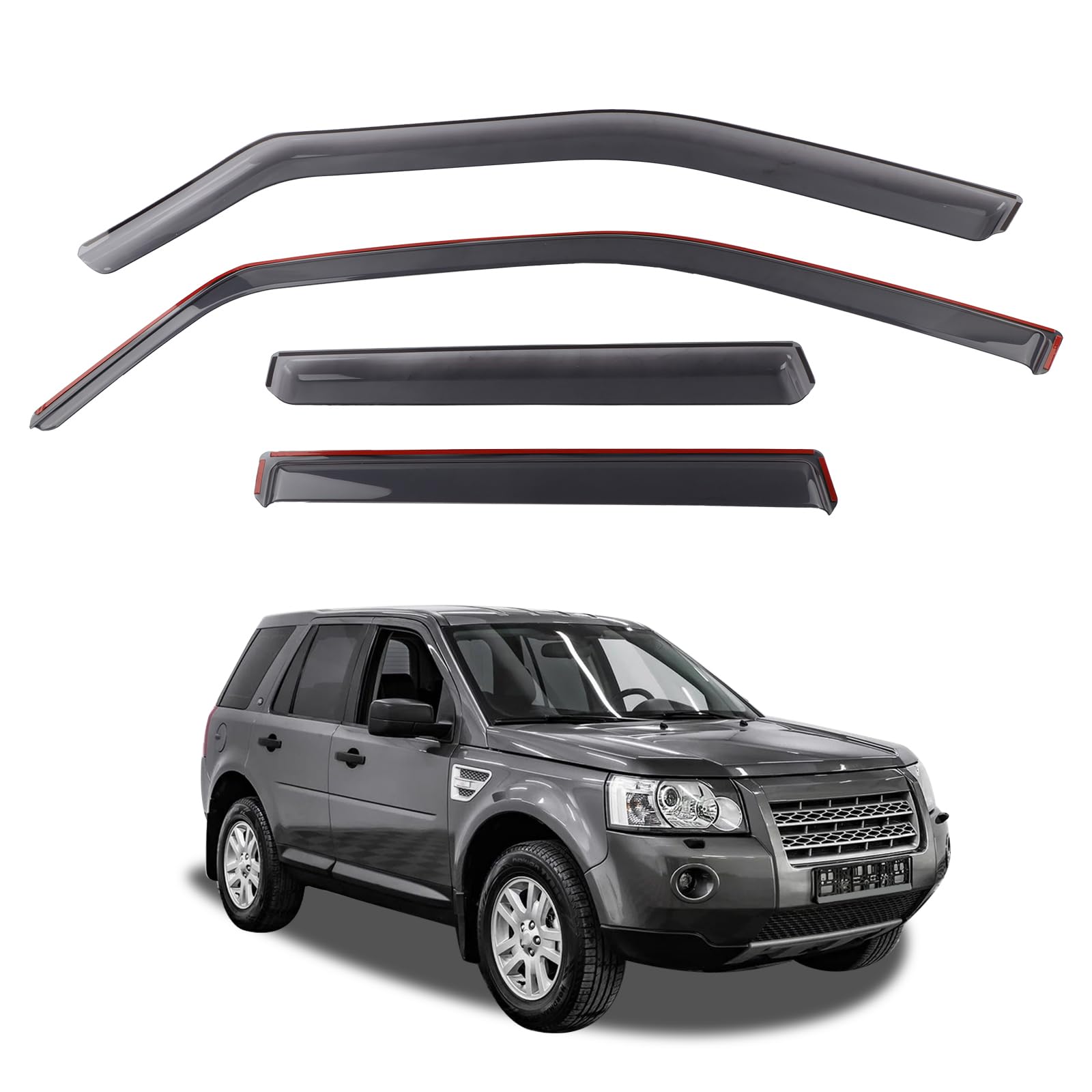 Deflectores de viento para Land Rover Freelander MK2 (2006-2014) SUV de 5 puertas, juego de 4 deflectores de viento integrados, protección contra el viento, la lluvia y el sol, fácil