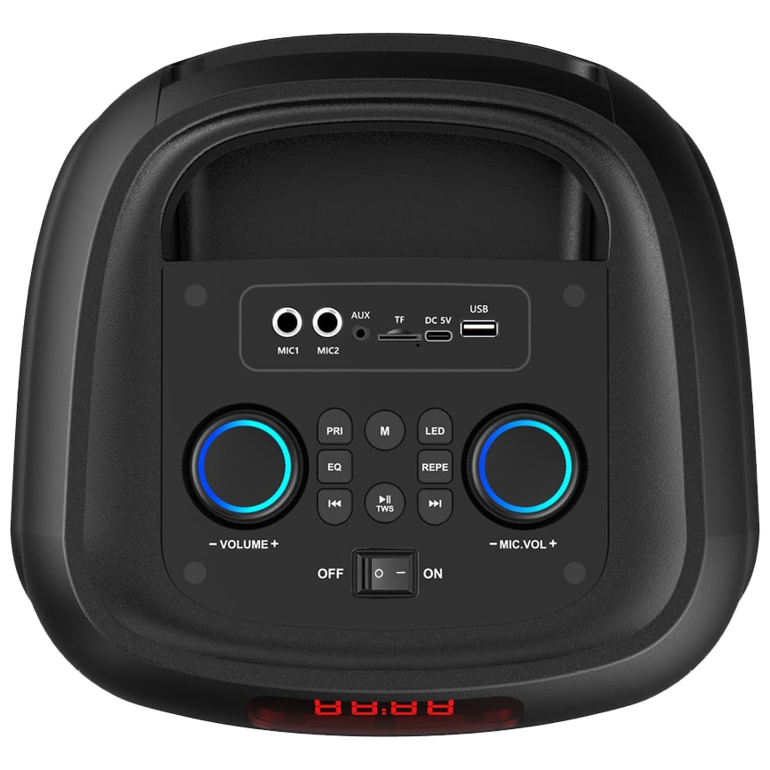 Głośnik karaoke Bluetooth 120 W RMS POWER AUDIO MAX MT3185 przenośny podwójny 8-calowy RGB TWS USB microSD AUX BT 5.3 Głośnik 11 godzin pracy baterii pilot zdalnego sterowania wyświetlacz LED