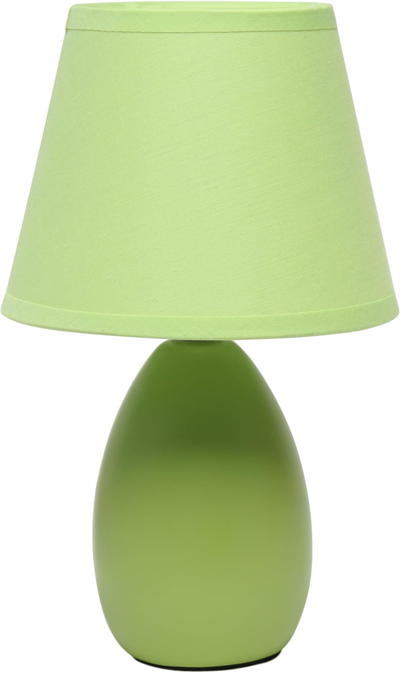 Simple Designs LT1197-GRN 9.45" Chic and Sleek Oblong Mini Oval Ceramic Table Lamp with Matching Shade, for Living Room, Bedroom, Office, Green