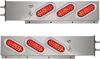 GG Grand General 88192 Stainless Steel Spring Loaded Mud Flap Hanger with Slanted Style Oval Red/Red Pearl LED Light and Cr. Plastic Rim, 2.5 inches Bolt Spacing, Pair