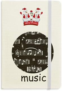 Caderno branco com notas musicais, preto, boneco de neve, capa dura grossa