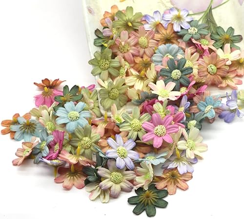 Cabezas de flores falsas, 100 piezas de cabeza de flor artificial, margaritas artificiales, girasoles falsos, pétalos a granel, flores falsas para