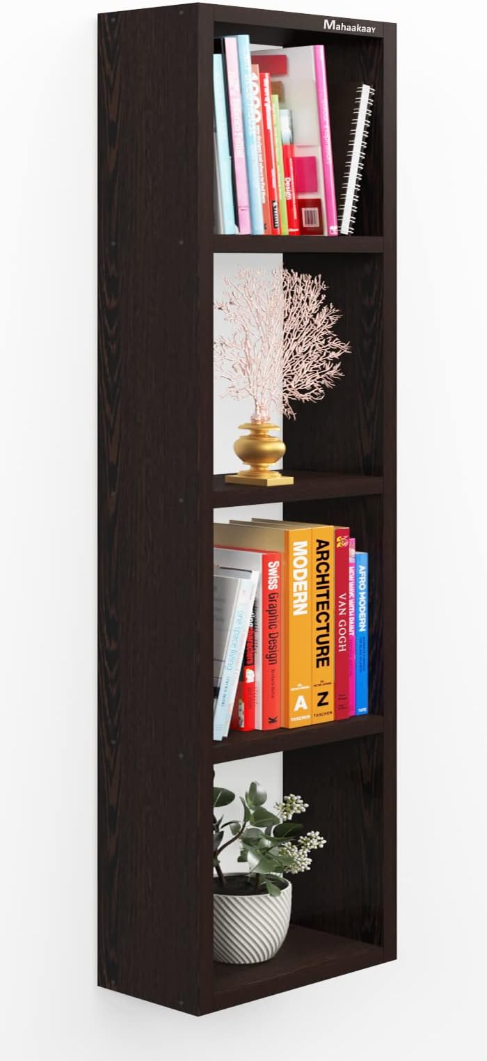 Sumwud Royal Free Standing Wall Mounted with Fastners Bookcase Book Shelf Display Rack Wenge (Engineered Wood)
