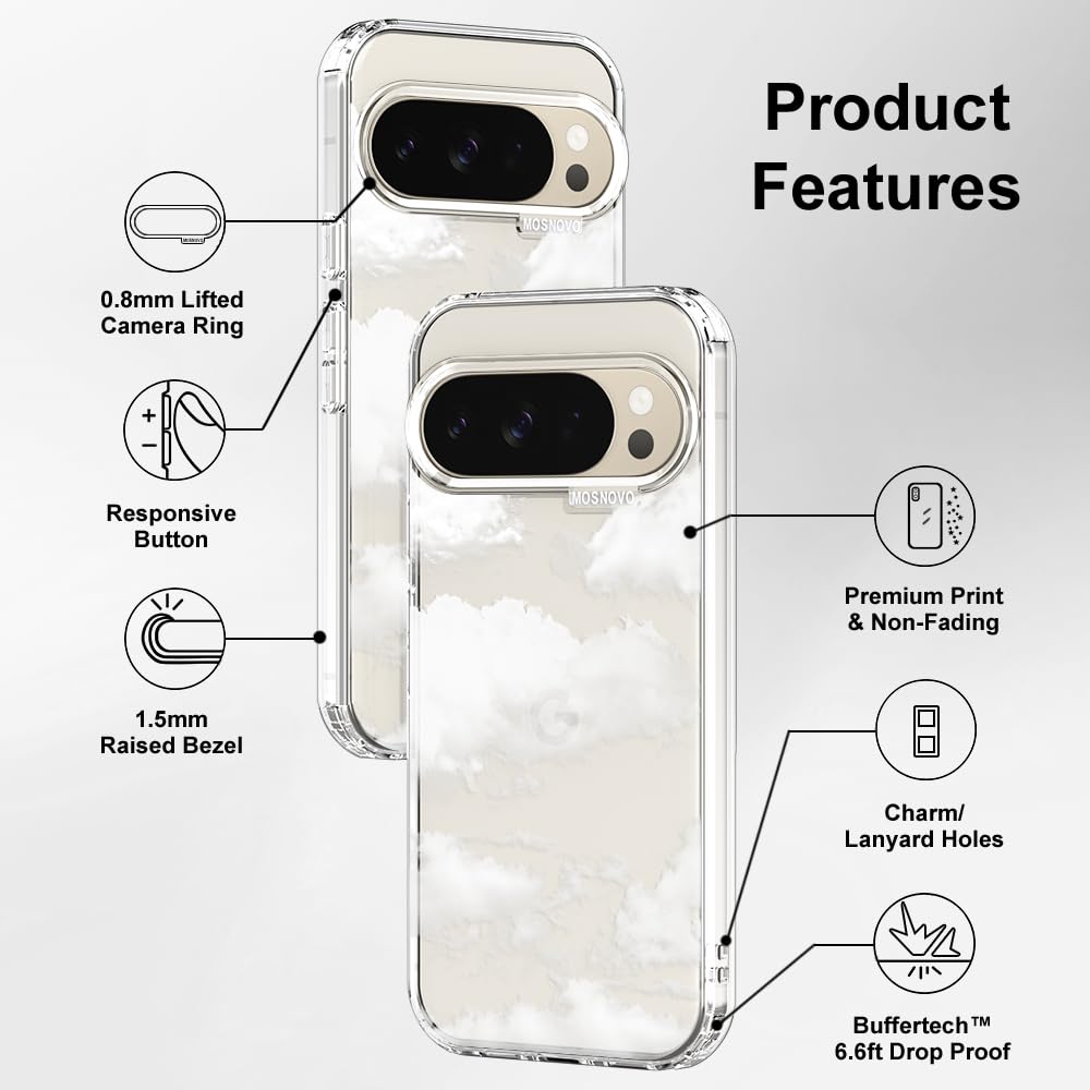 MOSNOVO Case for Google Pixel 10 & Pixel 10 Pro, [Buffertech 6.6ft Military-Grade Drop Protection] [Anti Peel Off Tech] Clear TPU Bumper Phone Case Cover Design - Cute Cherry — view 53